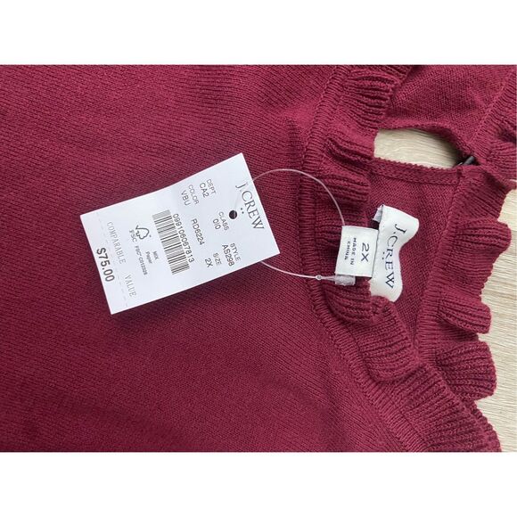 J. Crew NWT Maroon Light Sweater Ruffle Neck, Size 2X, MSRP $75 - Picture 4 of 8